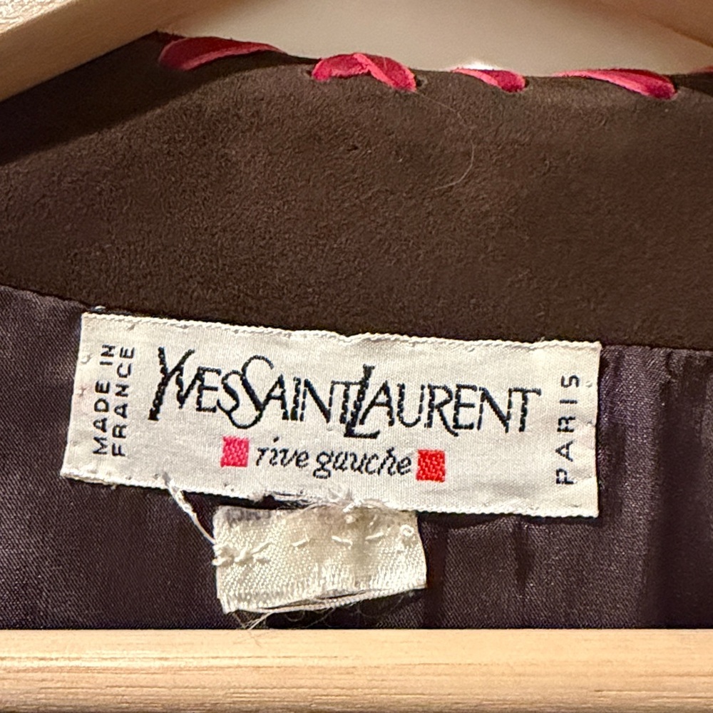 Vintage Yves saint Laurent rive gauche suede jacket with red trim. Size Unkown - Picture 2 of 8